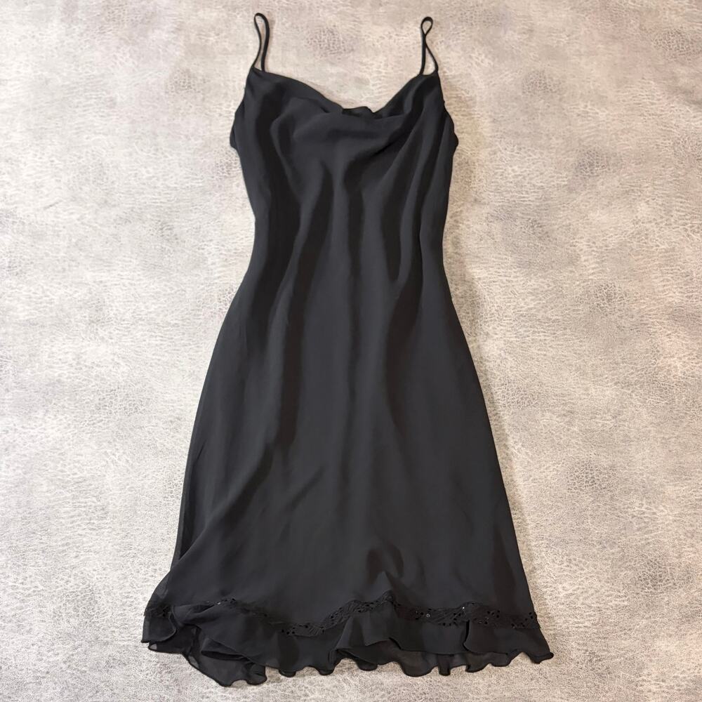 Black Vintage Embellished Ruffle Midi Dress
